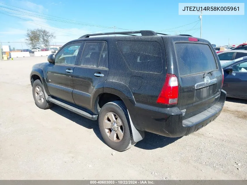 2008 Toyota 4Runner Sr5 V6 VIN: JTEZU14R58K005961 Lot: 40603003