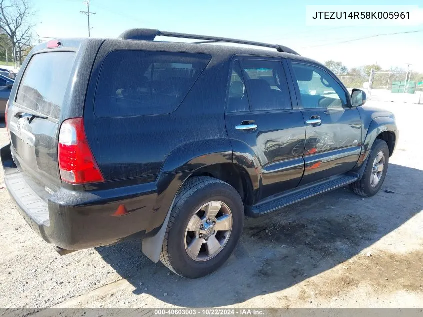 2008 Toyota 4Runner Sr5 V6 VIN: JTEZU14R58K005961 Lot: 40603003