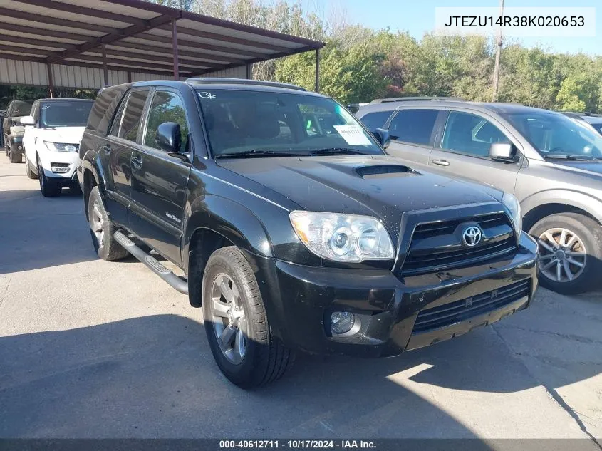 2008 Toyota 4Runner Sr5/Sport VIN: JTEZU14R38K020653 Lot: 40612711