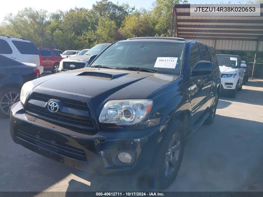 2008 Toyota 4Runner Sr5/Sport VIN: JTEZU14R38K020653 Lot: 40612711