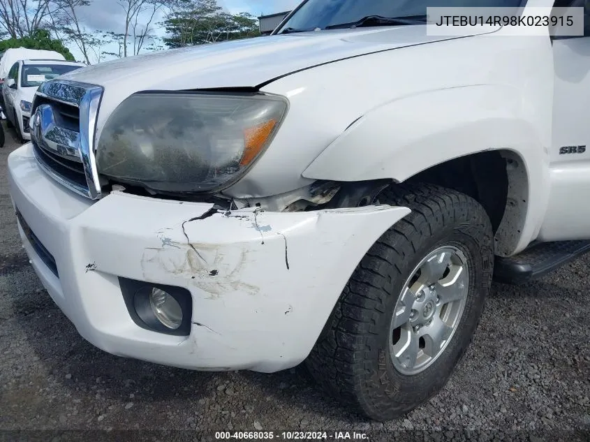 2008 Toyota 4Runner Sport V6/Sr5 V6 VIN: JTEBU14R98K023915 Lot: 40668035