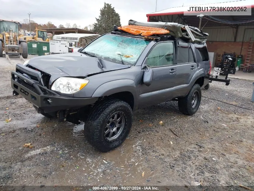 JTEBU17R38K020262 2008 Toyota 4Runner Limited V6