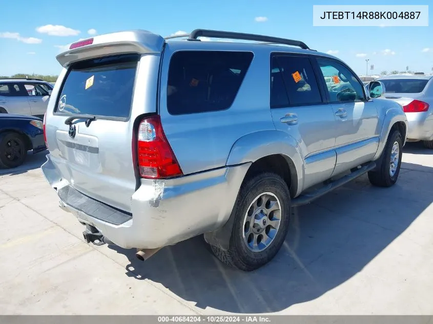 JTEBT14R88K004887 2008 Toyota 4Runner Sport V8