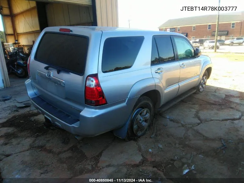 2008 Toyota 4Runner Sr5 V8 VIN: JTEBT14R78K003777 Lot: 40850845