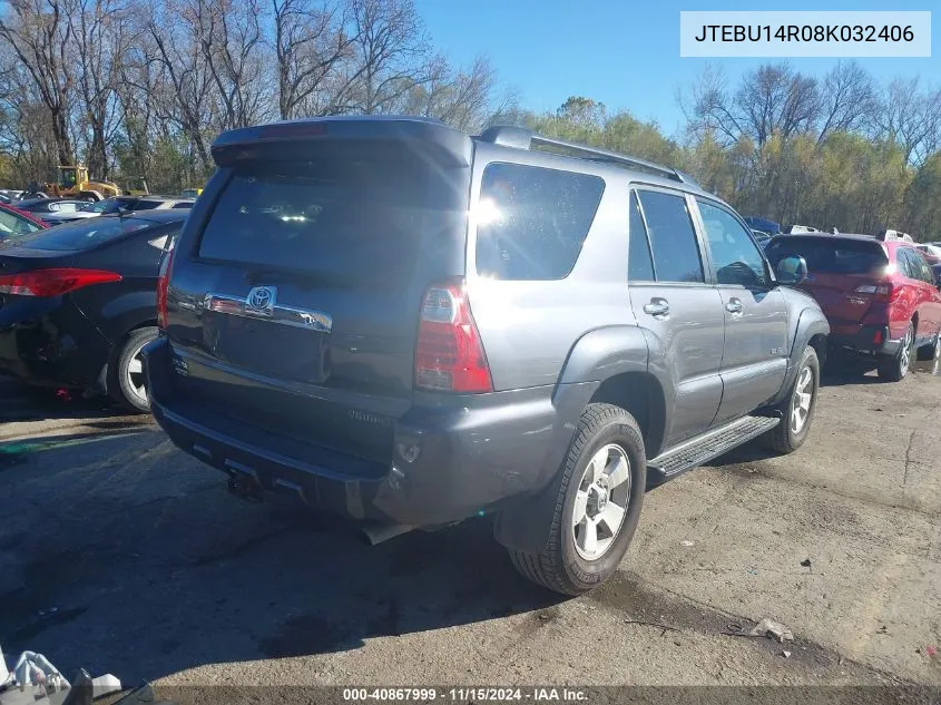 2008 Toyota 4Runner Sr5 V6 VIN: JTEBU14R08K032406 Lot: 40867999