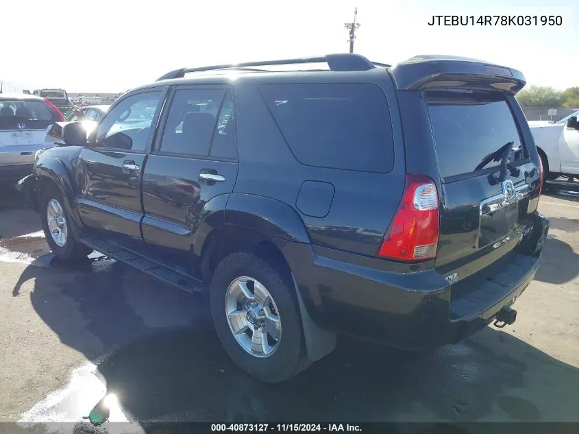 2008 Toyota 4Runner Sr5 V6 VIN: JTEBU14R78K031950 Lot: 40873127