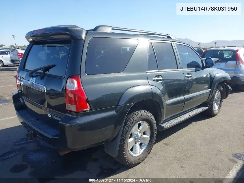 2008 Toyota 4Runner Sr5 V6 VIN: JTEBU14R78K031950 Lot: 40873127