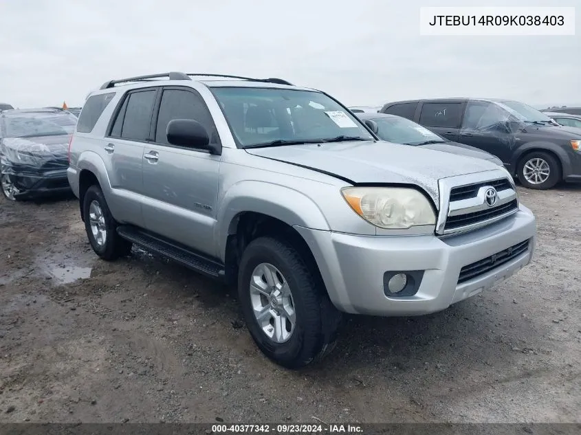 2009 Toyota 4Runner Sr5 V6 VIN: JTEBU14R09K038403 Lot: 40377342