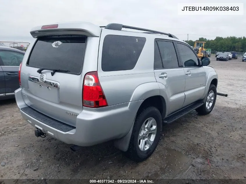 2009 Toyota 4Runner Sr5 V6 VIN: JTEBU14R09K038403 Lot: 40377342