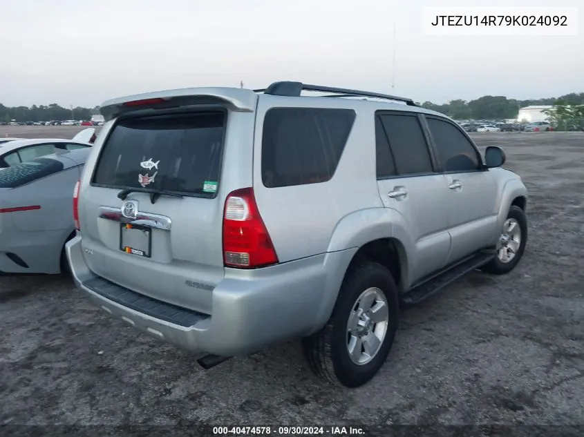 2009 Toyota 4Runner Sr5 V6 VIN: JTEZU14R79K024092 Lot: 40474578