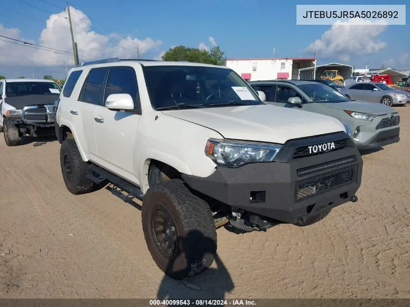 2010 Toyota 4Runner Limited V6 VIN: JTEBU5JR5A5026892 Lot: 40099543