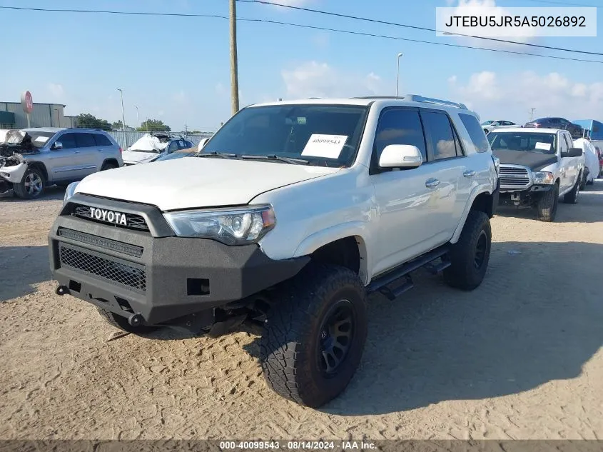 2010 Toyota 4Runner Limited V6 VIN: JTEBU5JR5A5026892 Lot: 40099543