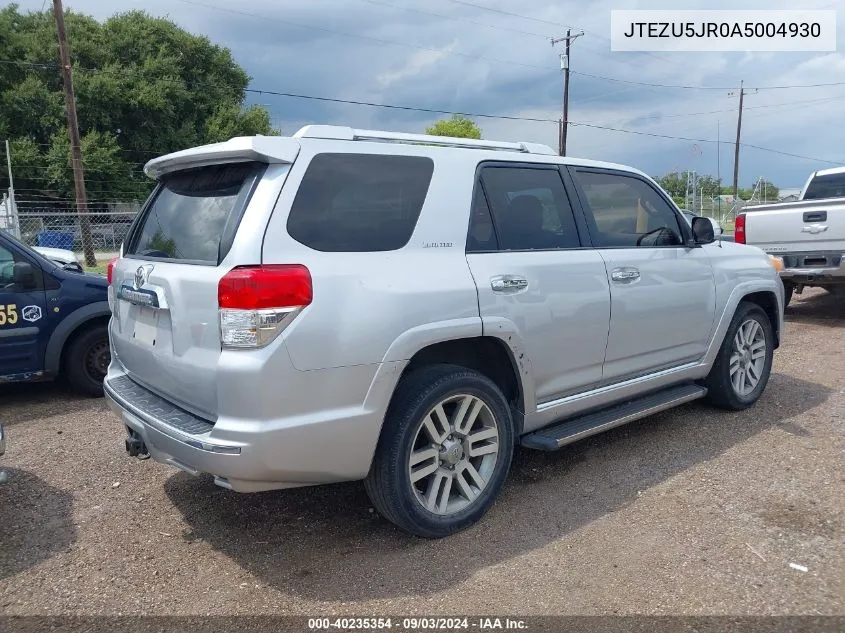 2010 Toyota 4Runner Limited V6 VIN: JTEZU5JR0A5004930 Lot: 40235354