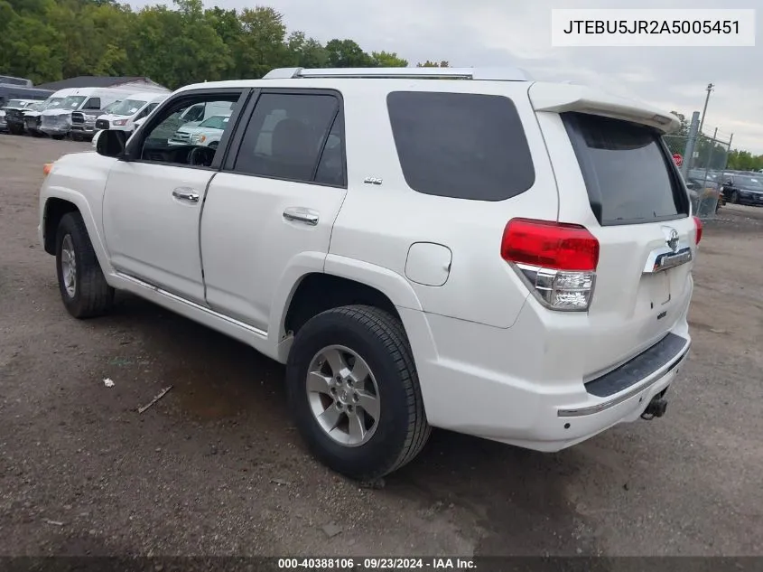 2010 Toyota 4Runner Sr5/Limited/Trail VIN: JTEBU5JR2A5005451 Lot: 40388106