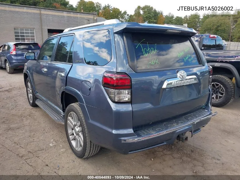 2010 Toyota 4Runner Limited V6 VIN: JTEBU5JR1A5026002 Lot: 40544893