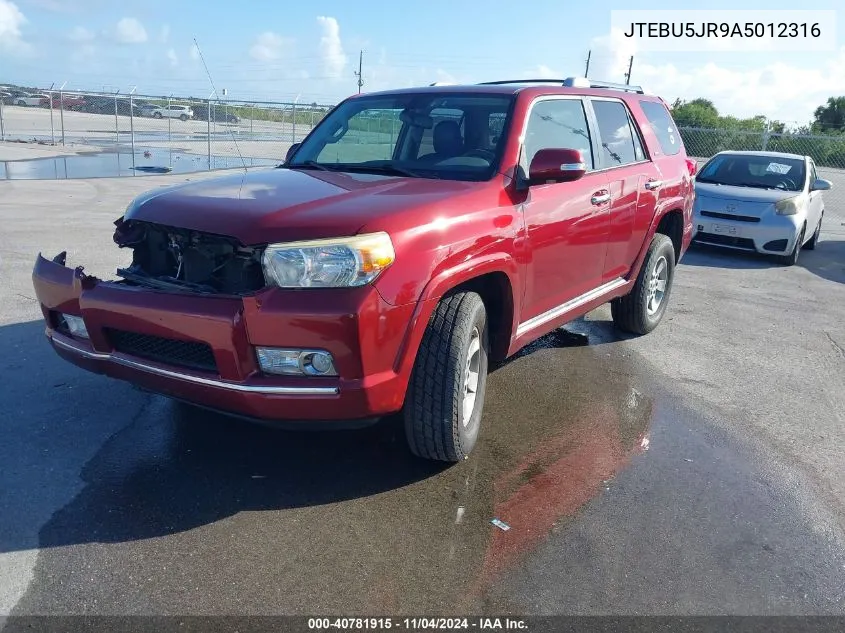 JTEBU5JR9A5012316 2010 Toyota 4Runner Sr5 V6