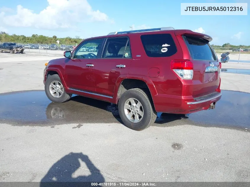 JTEBU5JR9A5012316 2010 Toyota 4Runner Sr5 V6