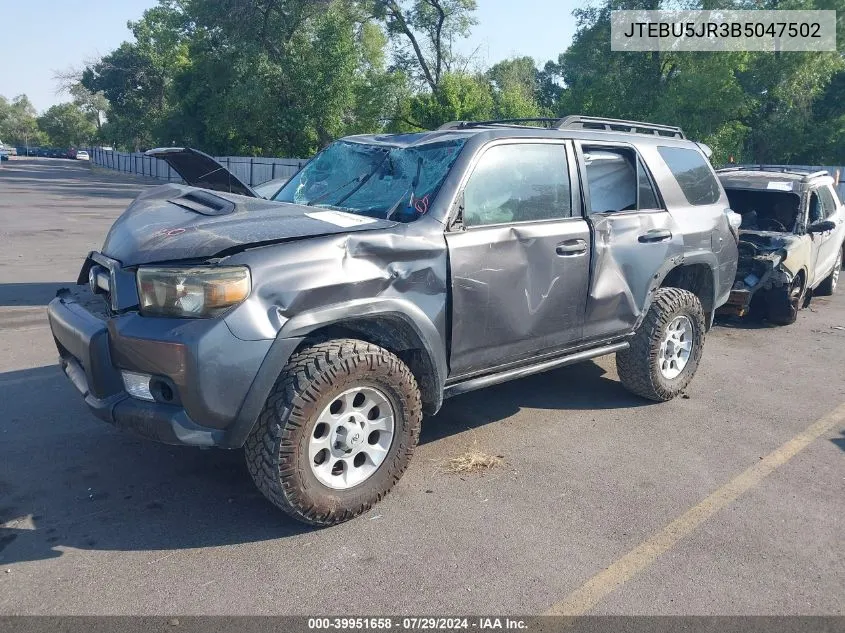 2011 Toyota 4Runner Limited V6/Sr5 V6/Trail V6 VIN: JTEBU5JR3B5047502 Lot: 39951658