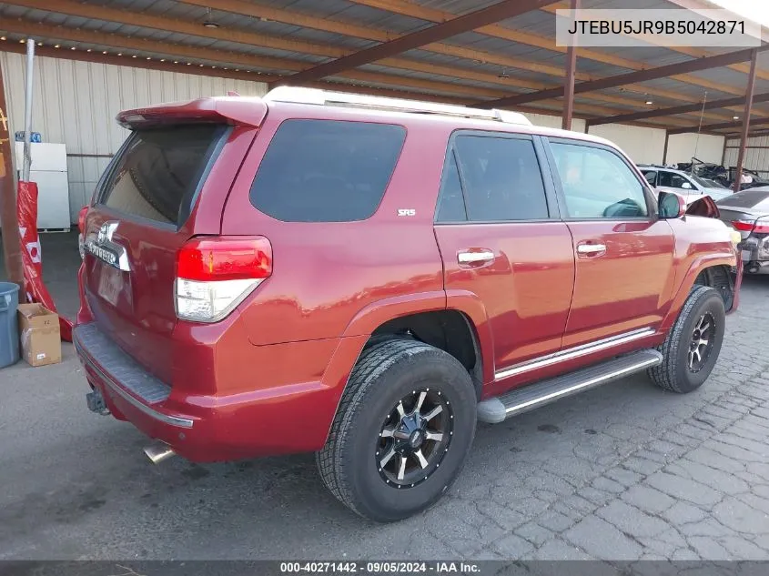 2011 Toyota 4Runner Sr5/Limited/Trail VIN: JTEBU5JR9B5042871 Lot: 40271442