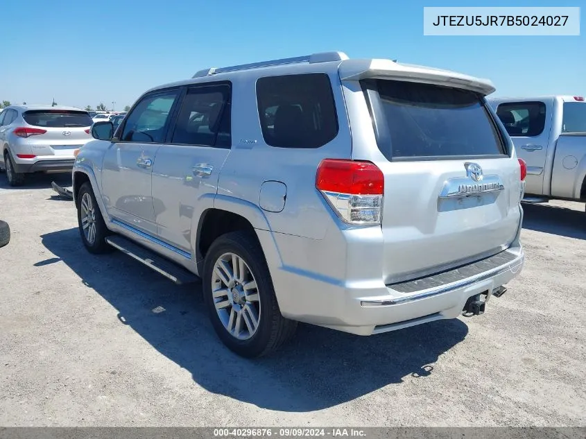 2011 Toyota 4Runner Limited V6 VIN: JTEZU5JR7B5024027 Lot: 40296876