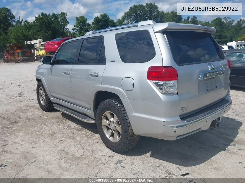 2011 Toyota 4Runner Sr5 V6 VIN: JTEZU5JR3B5029922 Lot: 40356039