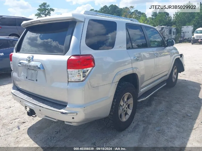 2011 Toyota 4Runner Sr5 V6 VIN: JTEZU5JR3B5029922 Lot: 40356039