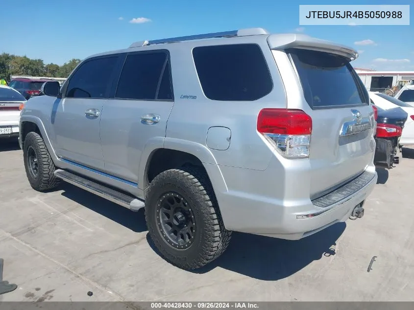 2011 Toyota 4Runner Sr5/Limited/Trail VIN: JTEBU5JR4B5050988 Lot: 40428430