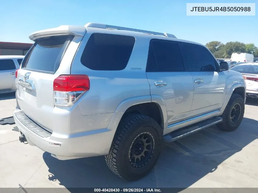 2011 Toyota 4Runner Sr5/Limited/Trail VIN: JTEBU5JR4B5050988 Lot: 40428430