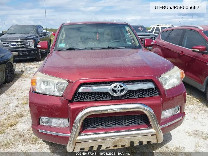 2011 Toyota 4Runner Sr5/Limited/Trail VIN: JTEBU5JR5B5056671 Lot: 40477348