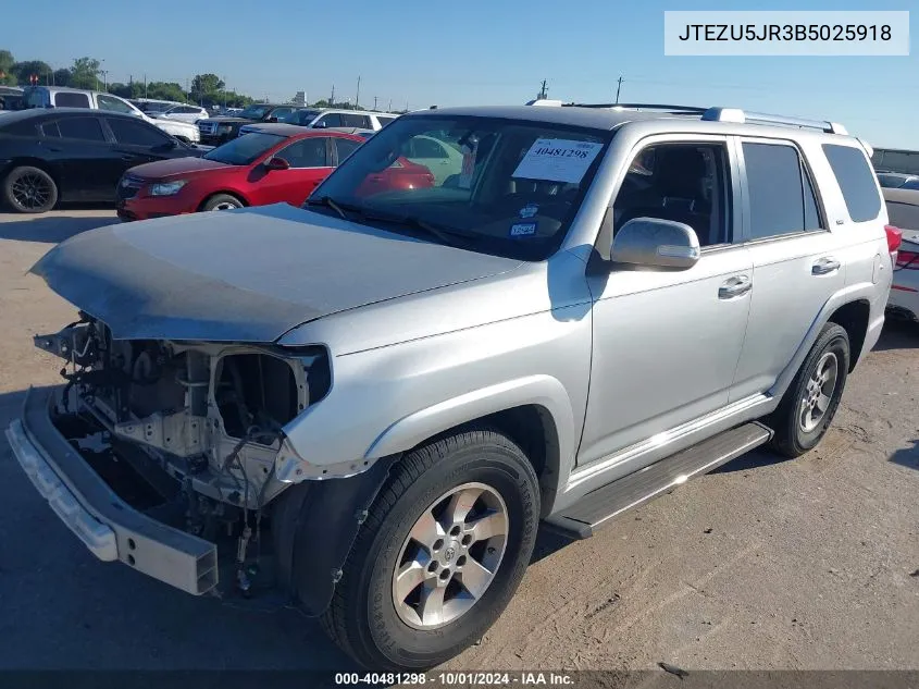 2011 Toyota 4Runner Sr5/Limited VIN: JTEZU5JR3B5025918 Lot: 40481298