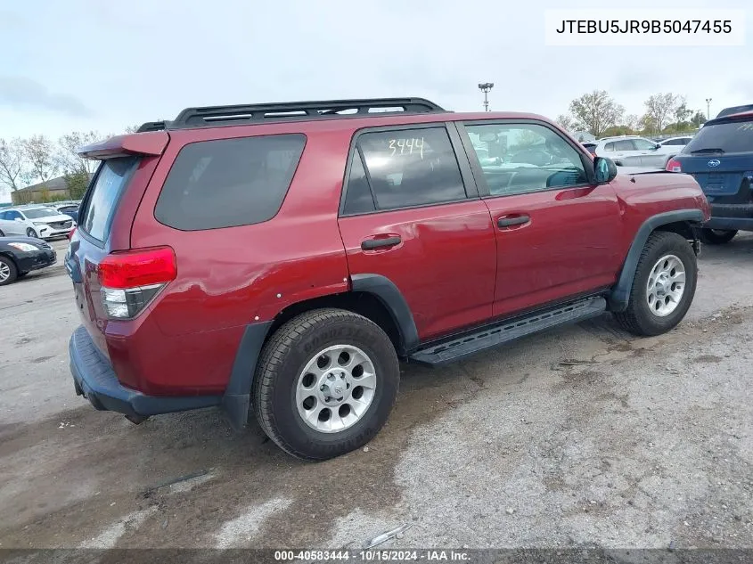 2011 Toyota 4Runner Trail V6 VIN: JTEBU5JR9B5047455 Lot: 40583444