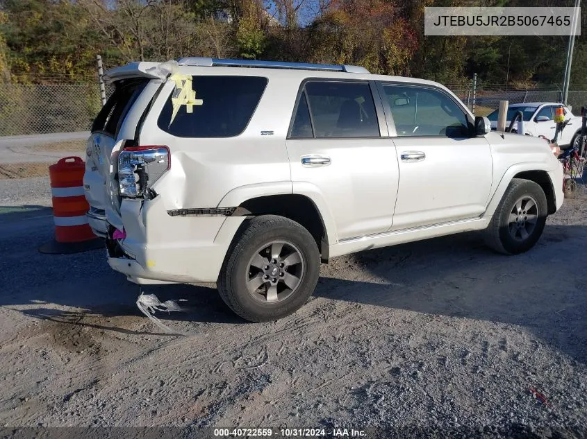 2011 Toyota 4Runner Sr5 V6 VIN: JTEBU5JR2B5067465 Lot: 40722559