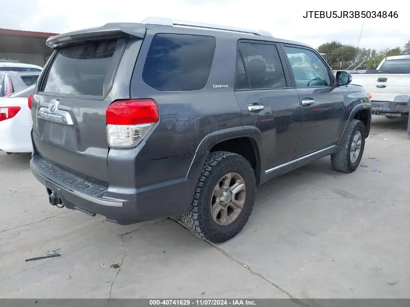 2011 Toyota 4Runner Limited V6 VIN: JTEBU5JR3B5034846 Lot: 40741629