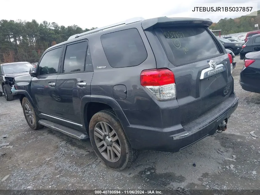 2011 Toyota 4Runner Limited V6 VIN: JTEBU5JR1B5037857 Lot: 40780594