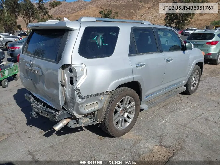 2011 Toyota 4Runner Limited V6 VIN: JTEBU5JR4B5051767 Lot: 40797105