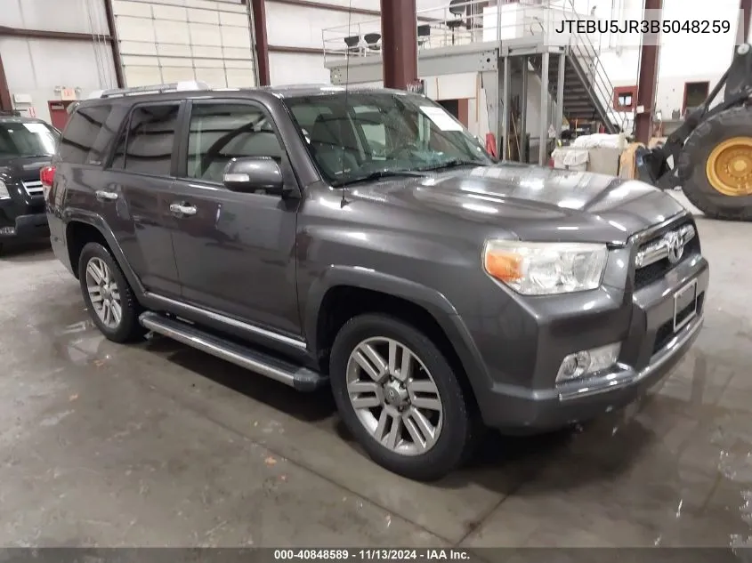 2011 Toyota 4Runner Limited V6 VIN: JTEBU5JR3B5048259 Lot: 40848589