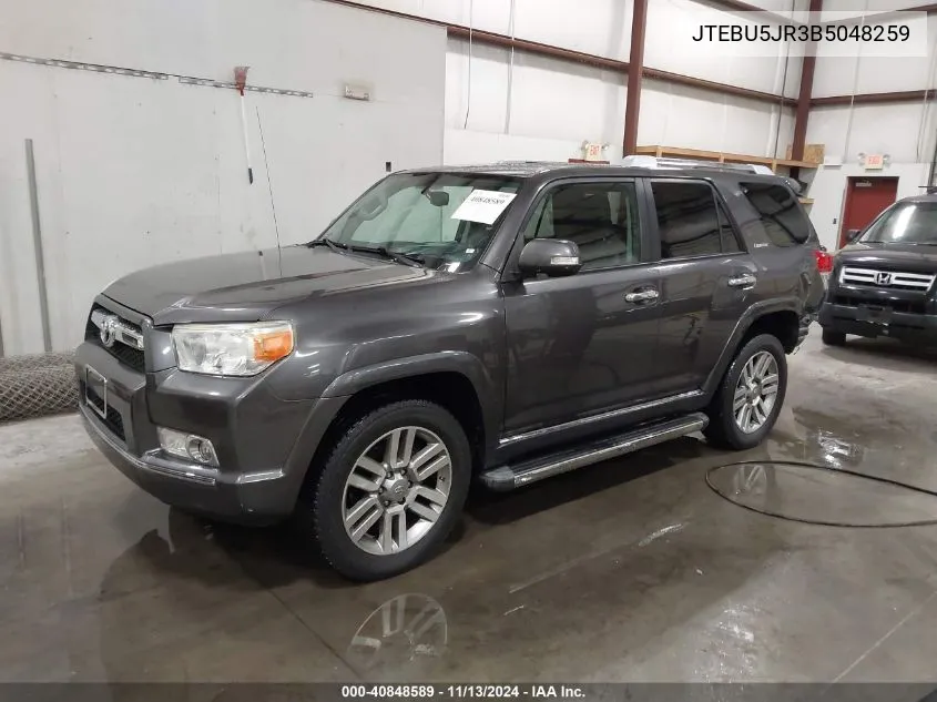 2011 Toyota 4Runner Limited V6 VIN: JTEBU5JR3B5048259 Lot: 40848589