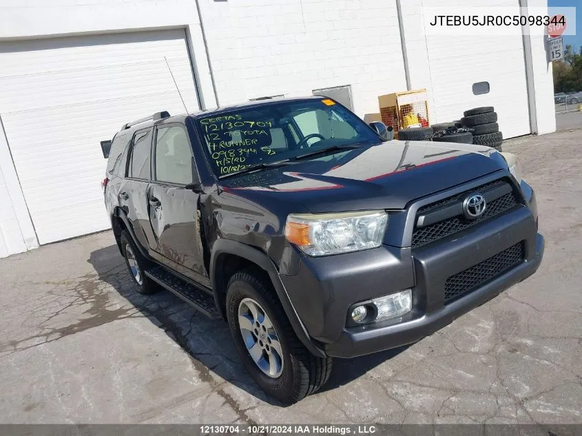 2012 Toyota 4Runner Sr5/Limited/Trail VIN: JTEBU5JR0C5098344 Lot: 12130704