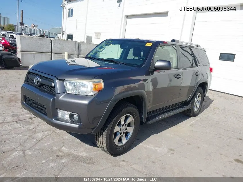 2012 Toyota 4Runner Sr5/Limited/Trail VIN: JTEBU5JR0C5098344 Lot: 12130704