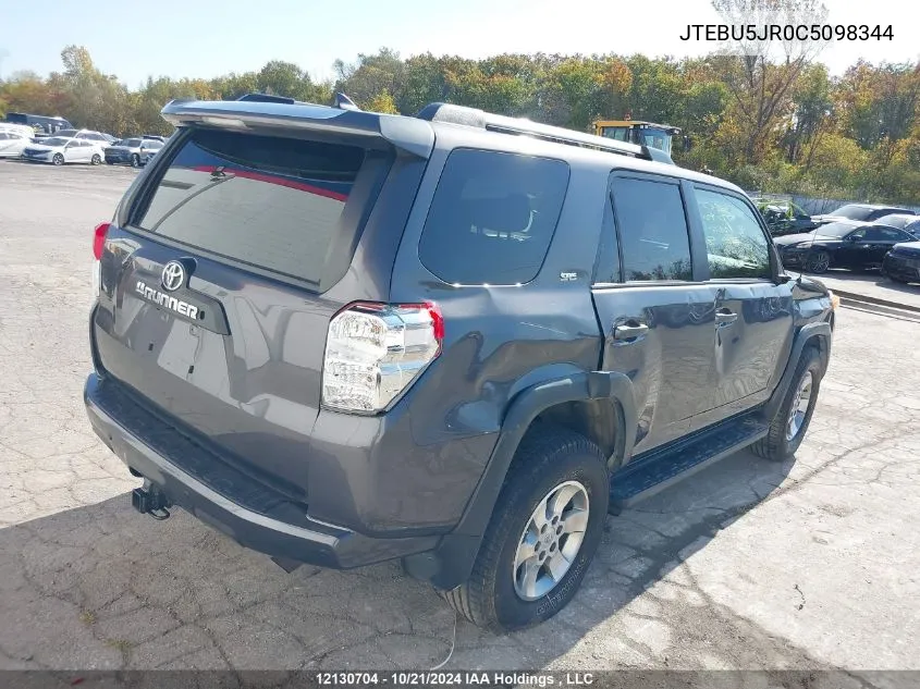 2012 Toyota 4Runner Sr5/Limited/Trail VIN: JTEBU5JR0C5098344 Lot: 12130704