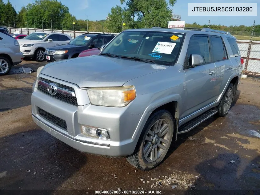 2012 Toyota 4Runner Limited VIN: JTEBU5JR5C5103280 Lot: 40057005