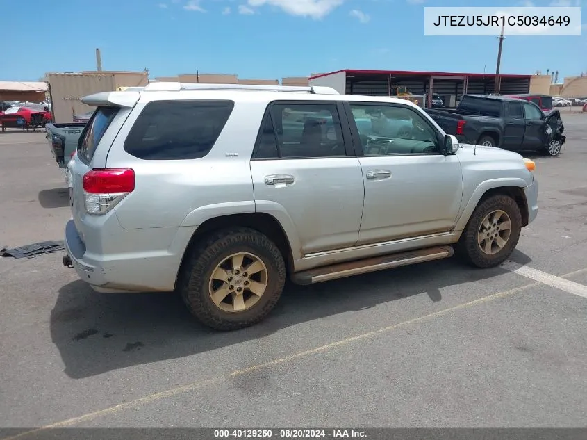 2012 Toyota 4Runner Limited/Sr5 VIN: JTEZU5JR1C5034649 Lot: 40129250