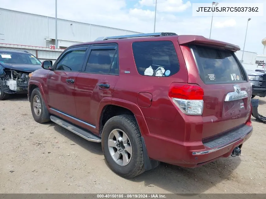 2012 Toyota 4Runner Sr5 VIN: JTEZU5JR7C5037362 Lot: 40150185