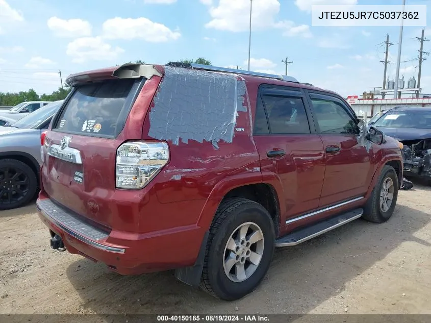 2012 Toyota 4Runner Sr5 VIN: JTEZU5JR7C5037362 Lot: 40150185