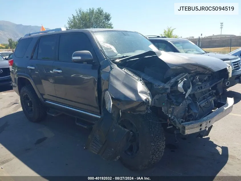 2012 Toyota 4Runner Sr5 VIN: JTEBU5JR0C5094519 Lot: 40192032