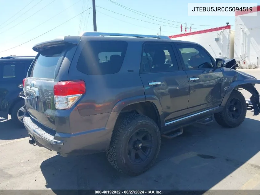 2012 Toyota 4Runner Sr5 VIN: JTEBU5JR0C5094519 Lot: 40192032