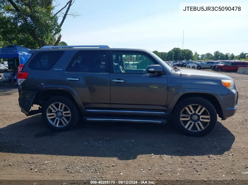 2012 Toyota 4Runner Limited VIN: JTEBU5JR3C5090478 Lot: 40205170