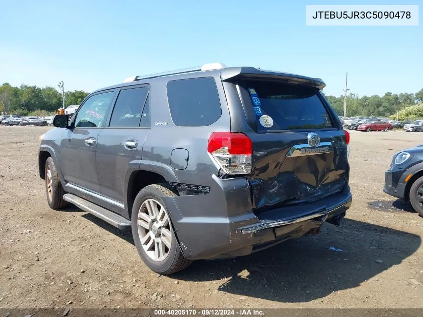 2012 Toyota 4Runner Limited VIN: JTEBU5JR3C5090478 Lot: 40205170