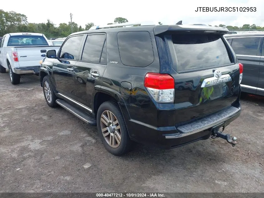 2012 Toyota 4Runner Sr5/Limited/Trail VIN: JTEBU5JR3C5102953 Lot: 40477212