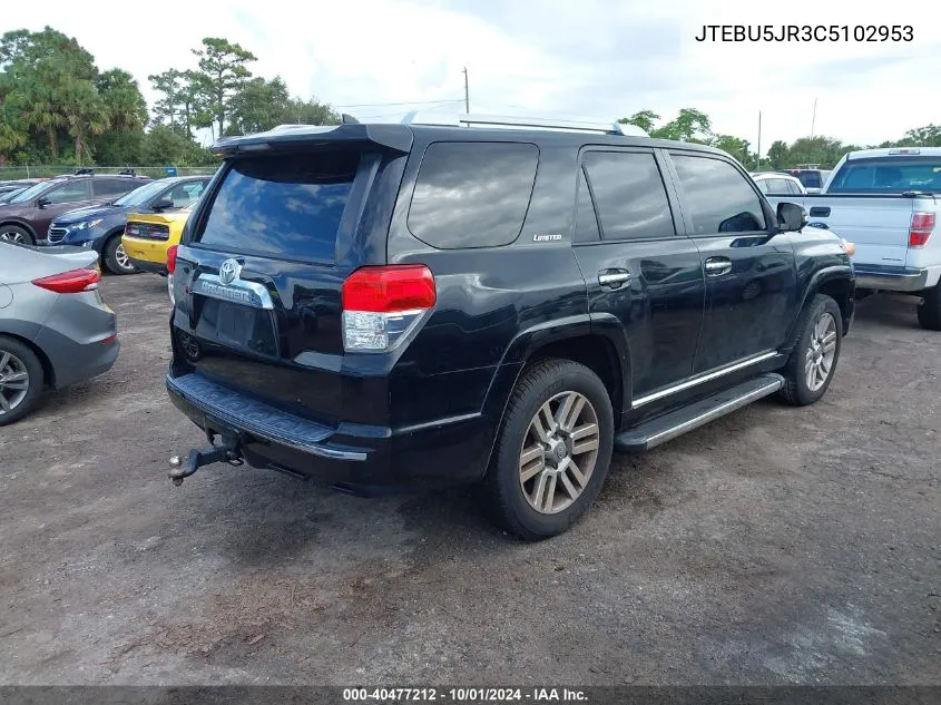 2012 Toyota 4Runner Sr5/Limited/Trail VIN: JTEBU5JR3C5102953 Lot: 40477212